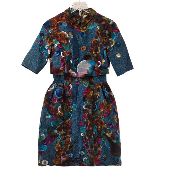 Erdem Midi Dress Womens 4 US Embroiderd Colorful Bolero Designer Runway England - Picture 2 of 11